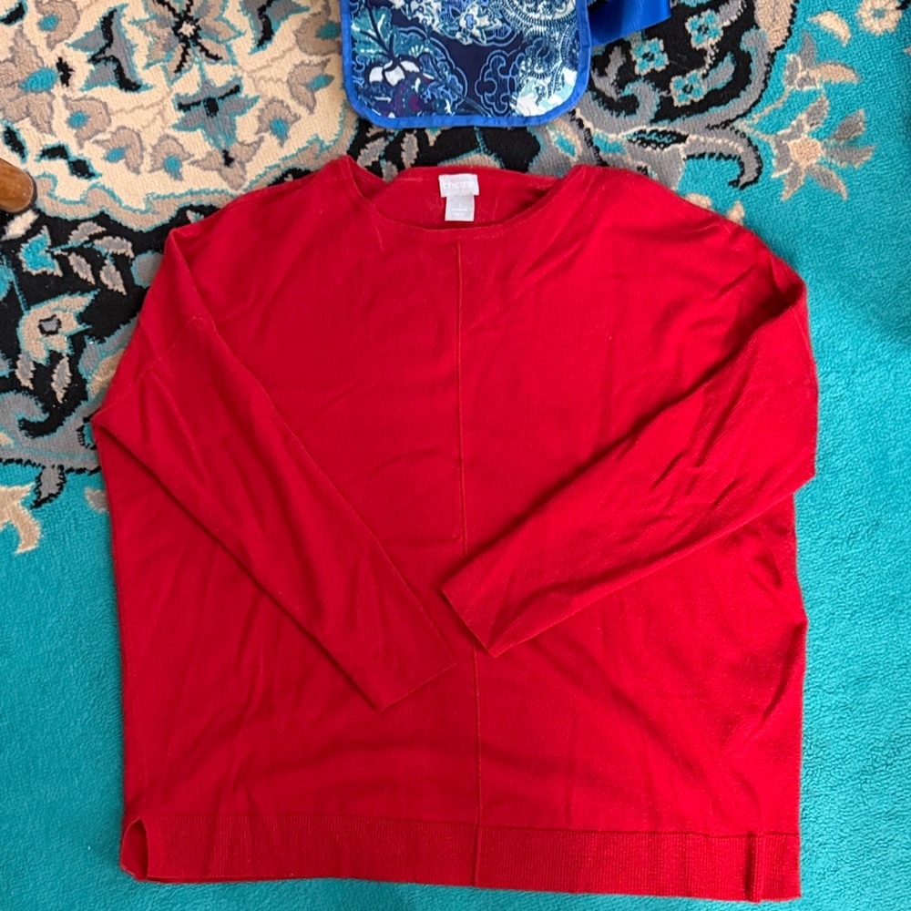 Chico's Vibrant Red Crewneck Sweater